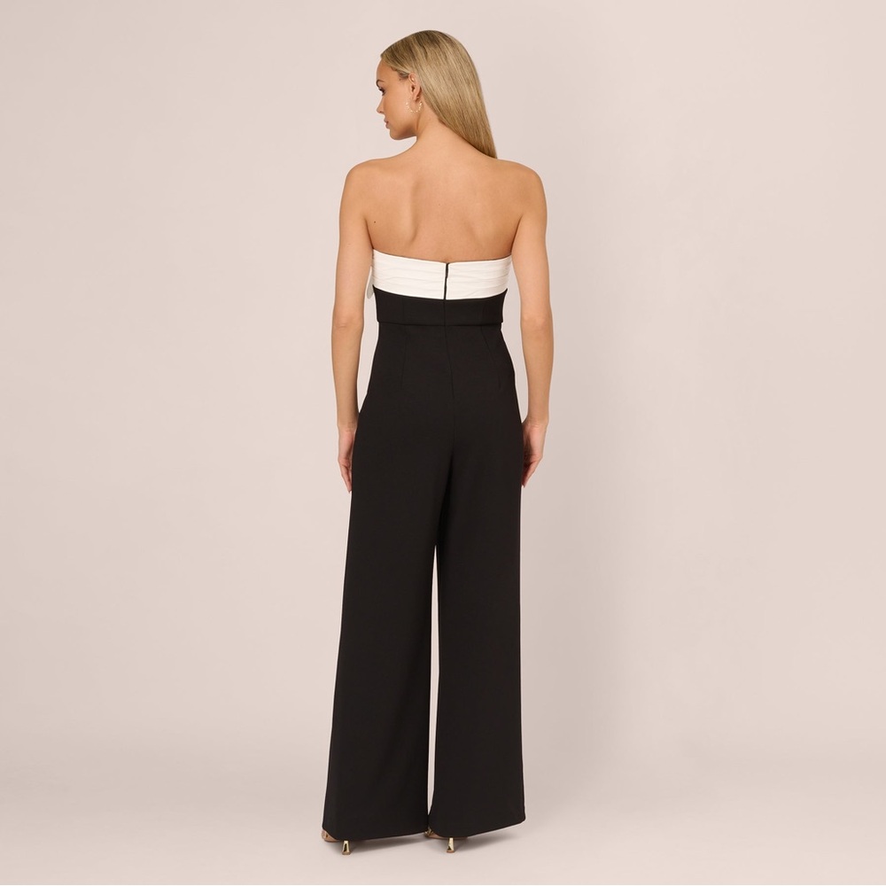 Adrianna Papell Strapless Bow Jumpsuit Black White Cocktail NWT SZ 16 GALA PARTY - Picture 6 of 13